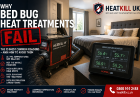 Professional whole-property bed bug heat treatment uses commercial heating equipment, industrial airflow and continuous temperature monitoring to maximise the chances of eliminating bed bugs and their eggs.
