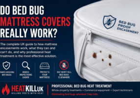 Bed bug mattress encasement fitted to a mattress showing how mattress covers help prevent bed bugs hiding inside the mattress.